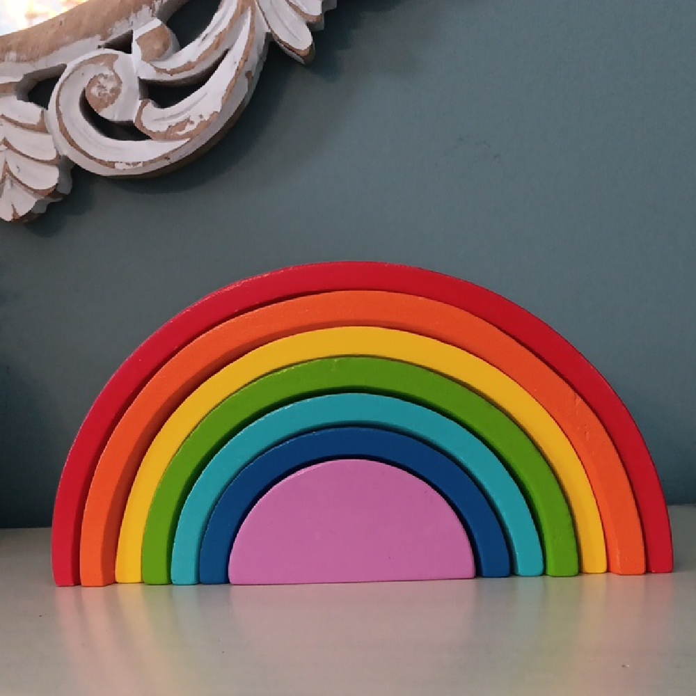 * Colourful Wooden Rainbow Puzzle Decor